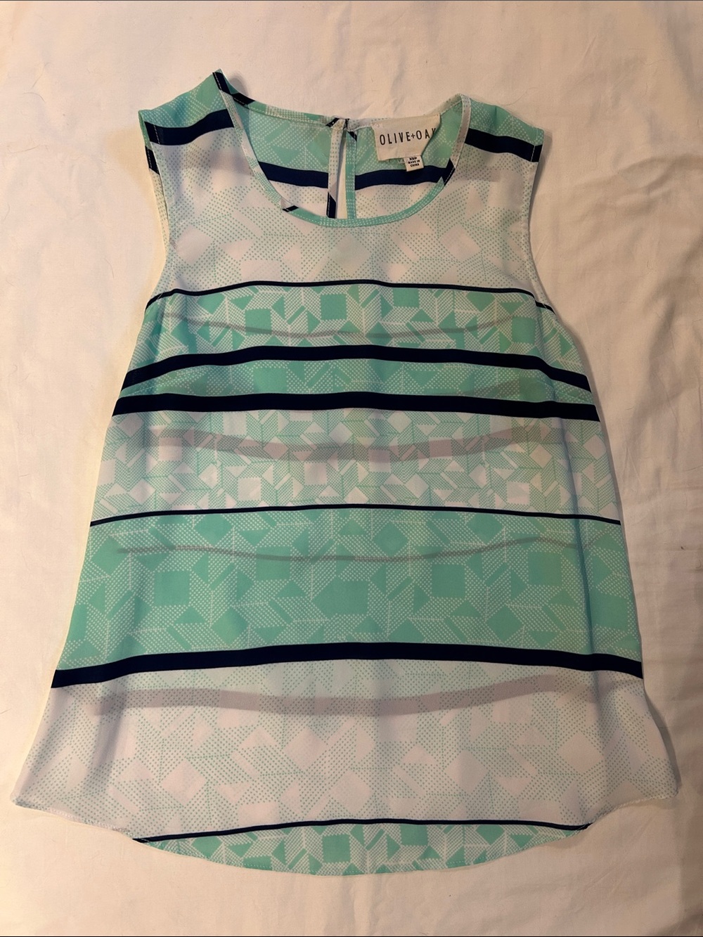 Olive & Oak Mint Green and Navy Striped Sleeveless Top